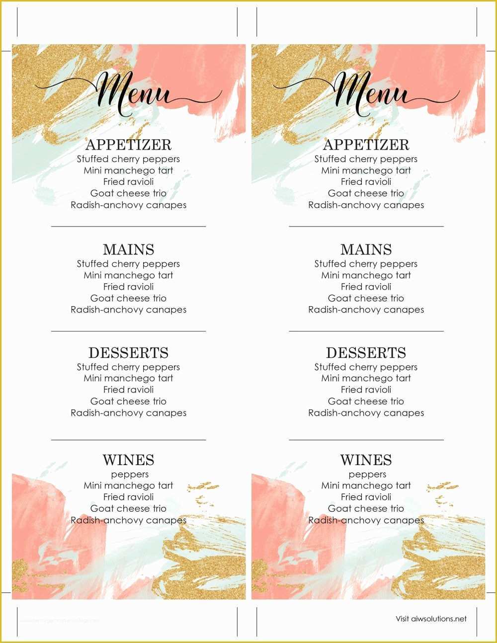 Free Editable Menu Template Of Design &amp; Templates Menu Templates Wedding Menu Food