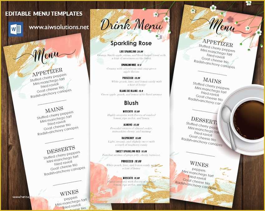 Free Editable Menu Template Of Fine Dining Menus – Aiwsolutions