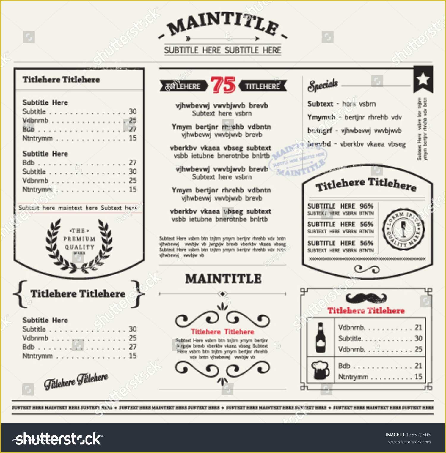 Free Editable Menu Template Of Restaurant Menu Template Frames Graphic Elements Stock