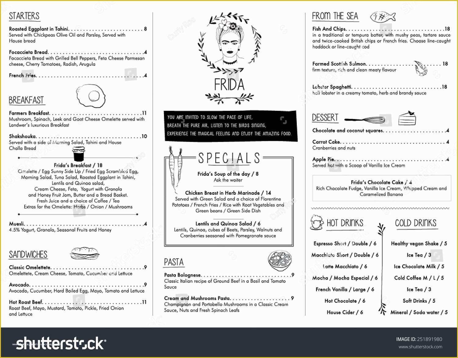 Free Editable Menu Template Of Restaurant Menu Template Vector Illustration File Stock