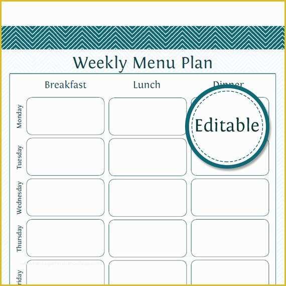 Free Editable Menu Template Of Weekly Menu Planner Fillable Printable Pdf Instant