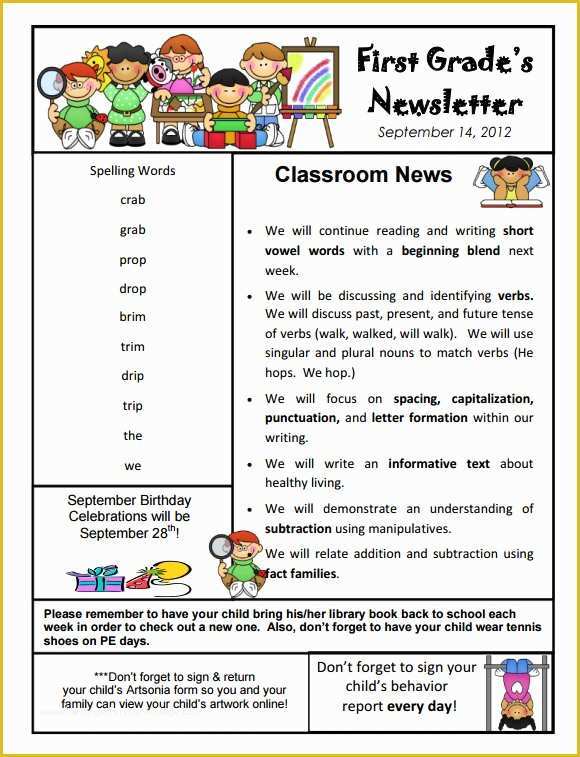 Free Editable Newsletter Templates for Teachers Of 10 Sample Kindergarten Newsletter Templates