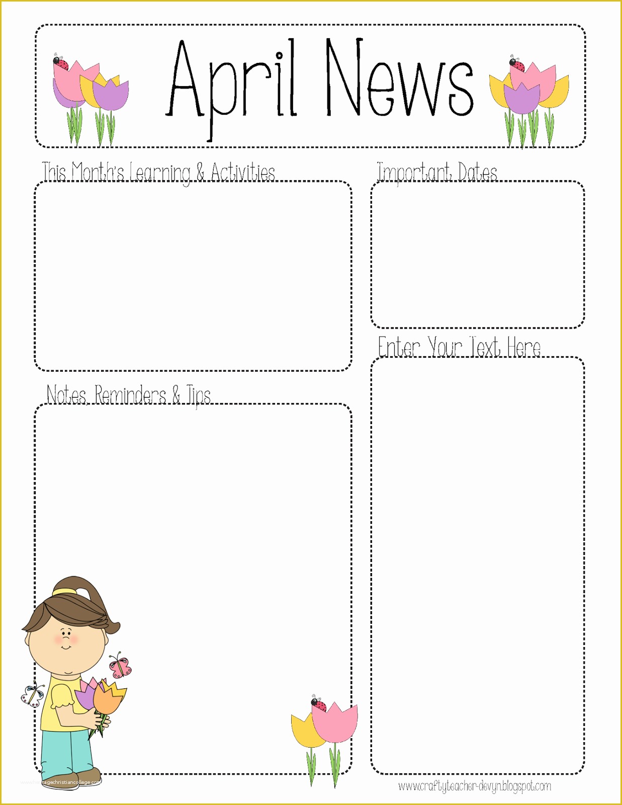 Free Editable Newsletter Templates for Teachers Of April Newsletter for All Grades