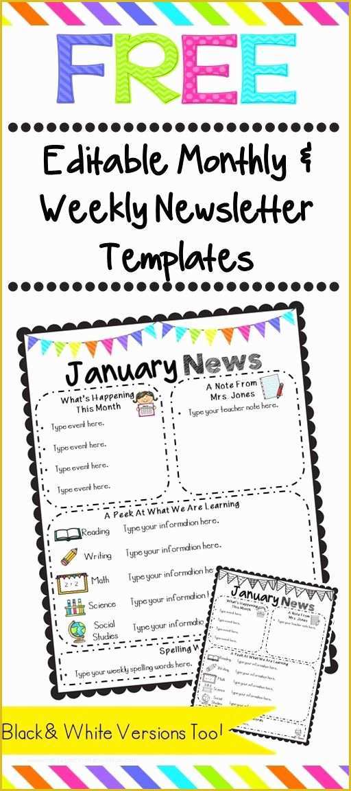 Free Editable Newsletter Templates for Teachers Of Free Editable Monthly and Weekly Newsletter Templates