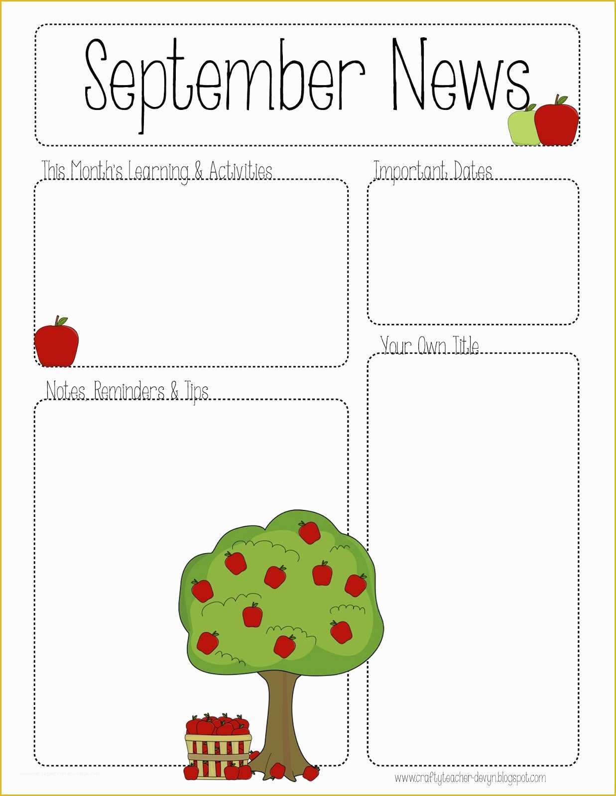 Free Editable Newsletter Templates for Teachers Of September Printable Newsletter All Grades