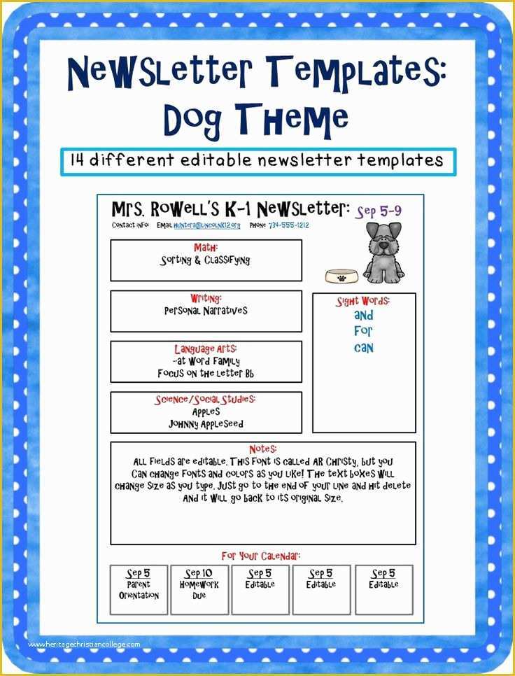 Free Editable Newsletter Templates Of Editable Newsletter Template Dog themed