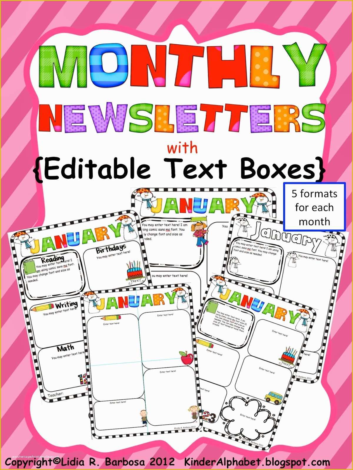 Free Editable Newsletter Templates Of Kinder Alphabet — Teacher Resources In English and Spanish