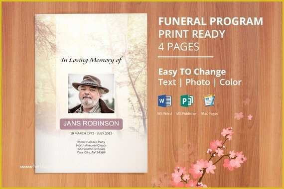 Free Editable Obituary Template Of Instant Download Funeral Program Template Memorial Program