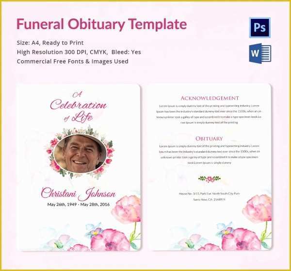 Free Editable Obituary Template Of Obituary Template 10 Free Word Psd format Download