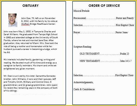 Free Editable Obituary Template Of Outdoor 7 Funeral Pamphlets
