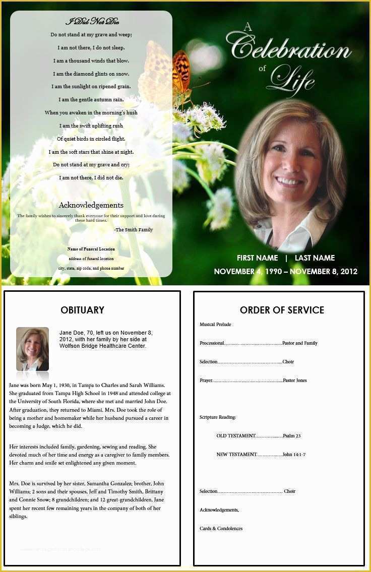 Free Editable Obituary Template Of the Funeral Memorial Program Blog Printable Funeral