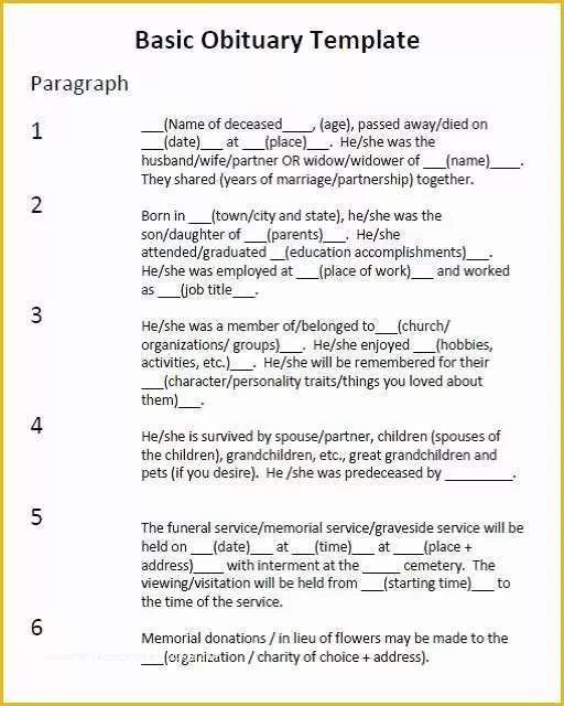 Free Editable Obituary Template Of where to An Obituary Template for Free