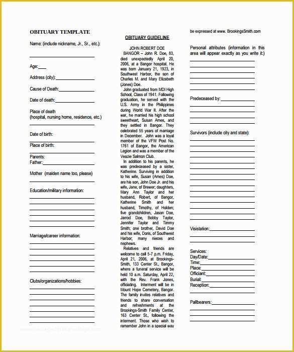 Free Editable Obituary Template Of where to An Obituary Template for Free