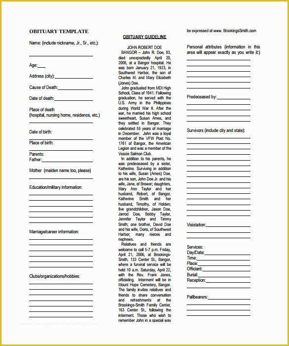 Free Editable Obituary Template Of where to An Obituary Template for Free