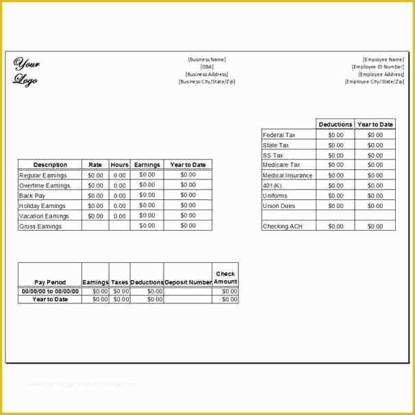 Free Editable Pay Stub Template Of 6 Free Editable Pay Stub Template