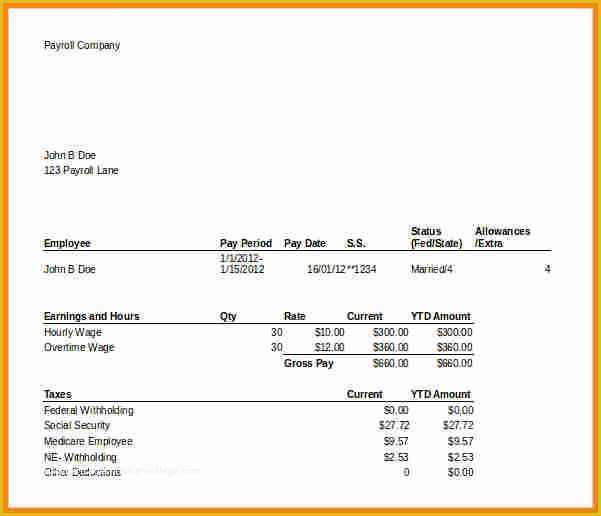 Free Editable Pay Stub Template Of 7 Pay Stub Template Excel Free