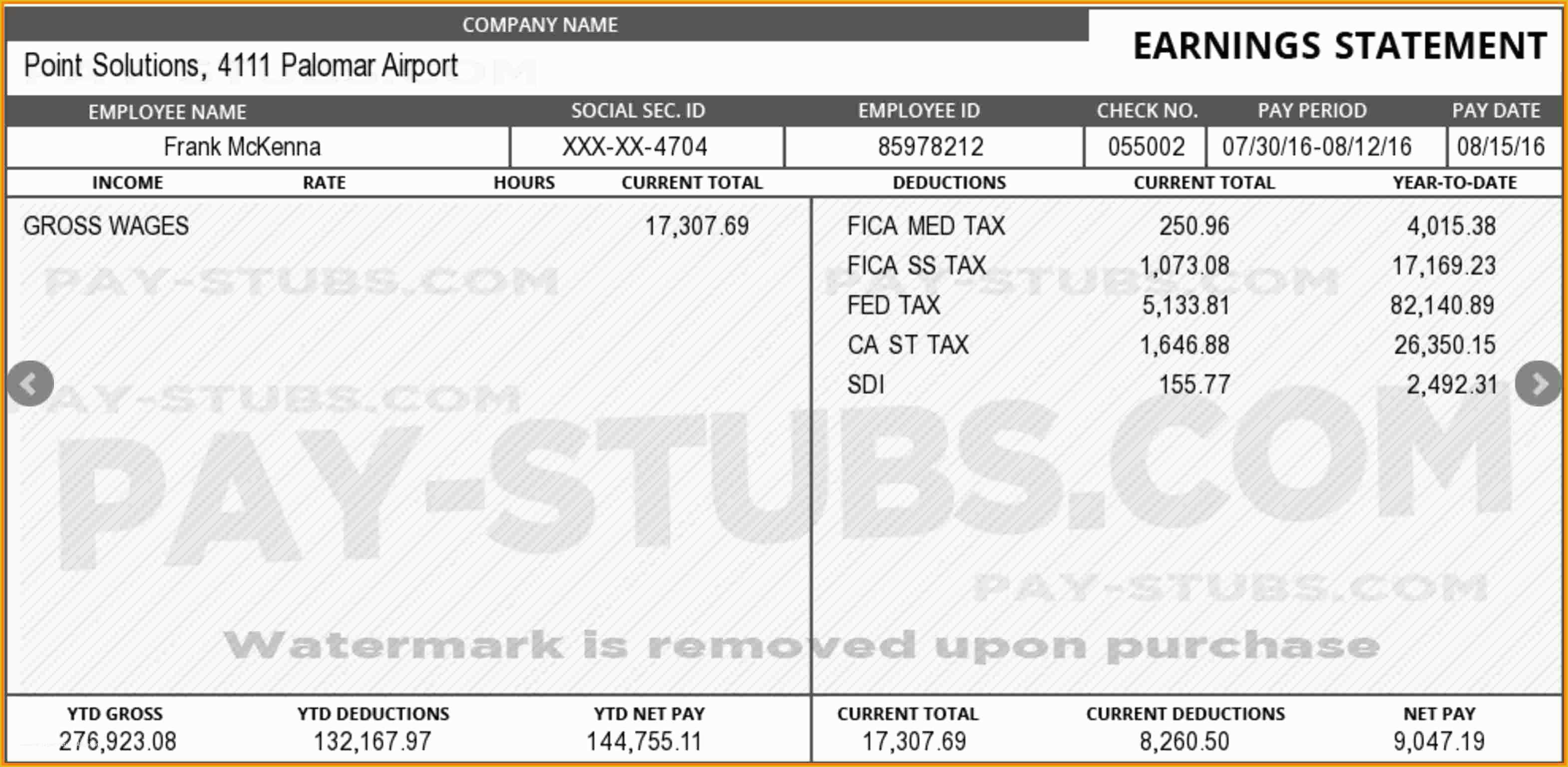 Free Editable Pay Stub Template Of 8 Editable Pay Stub Template