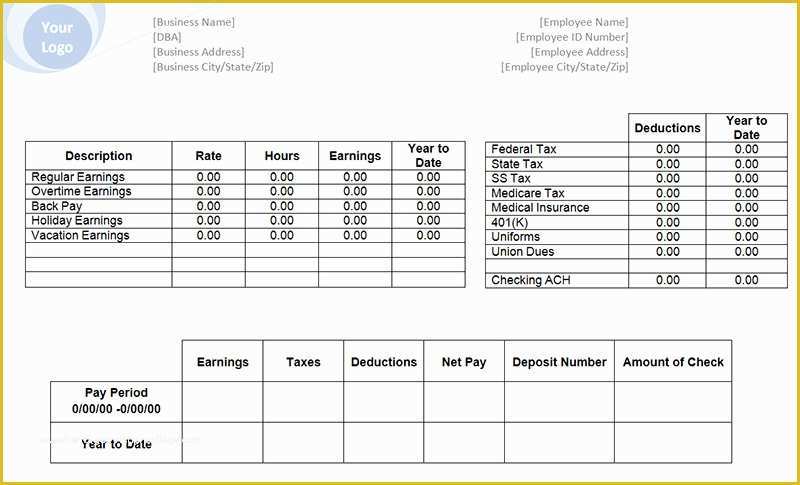 Free Editable Pay Stub Template Of Easy to Use Blank Pay Stub Template Sample for Employee