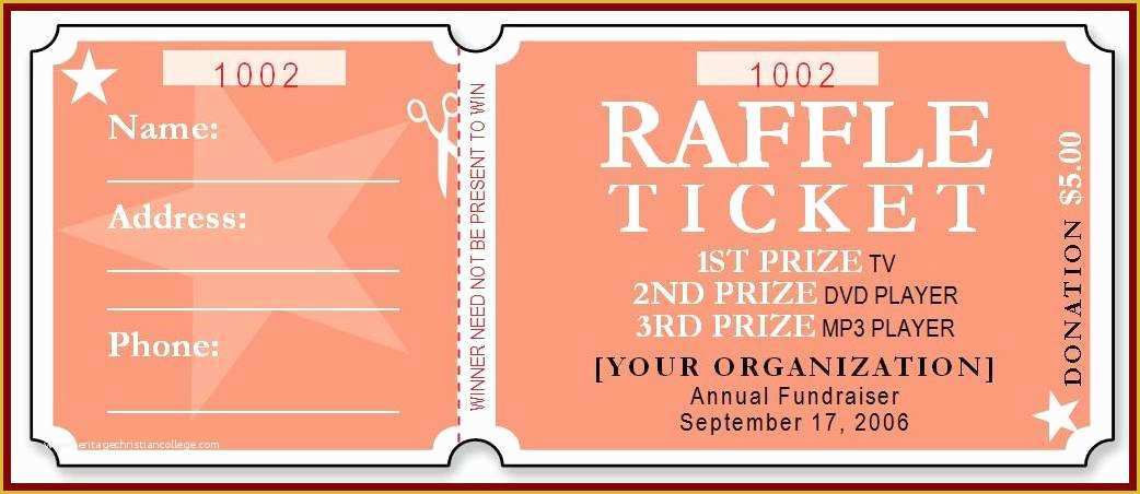 Free Editable Raffle Ticket Template Of Free Raffle Ticket Template