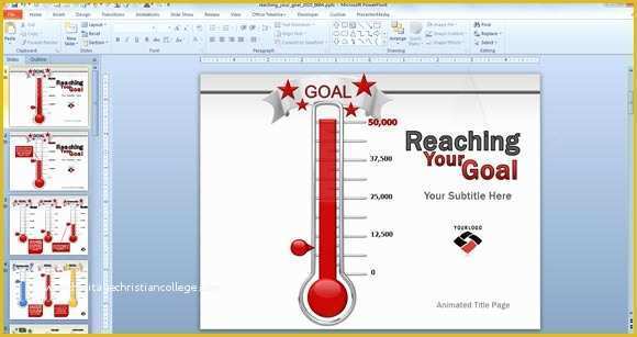 Free Editable thermometer Template Of Animated Goal Chart Template for Powerpoint