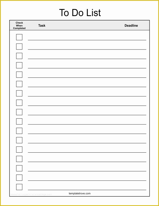 Free Editable to Do List Template Of Checklist Templates