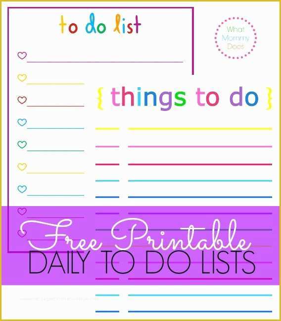 Free Editable to Do List Template Of Colorful Printable Daily Checklist for Keeping Up with Stuff
