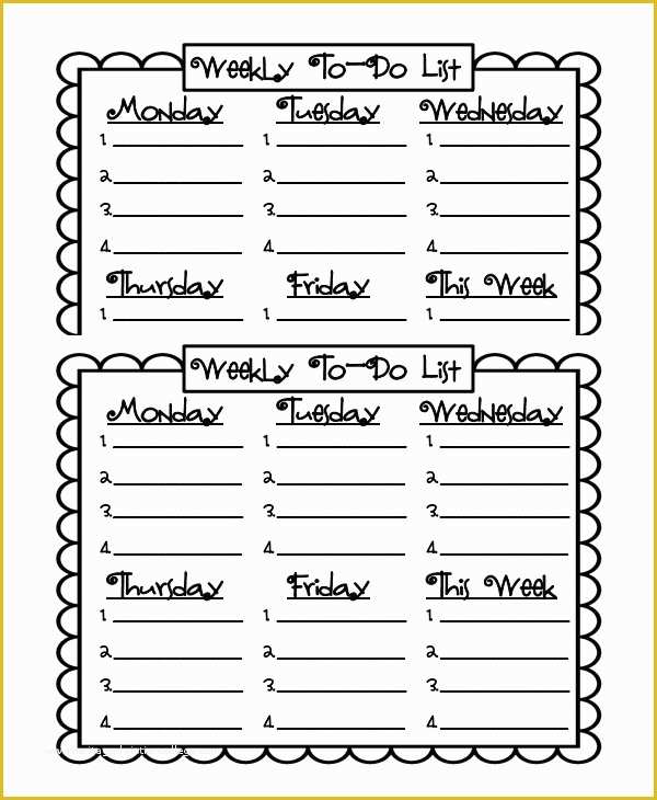 Free Editable to Do List Template Of Kids Weekly to Do List Template