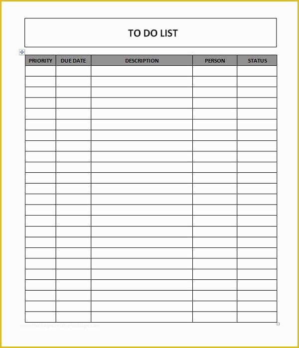 Free Editable to Do List Template Of to Do List Template Microsoft Word Templates