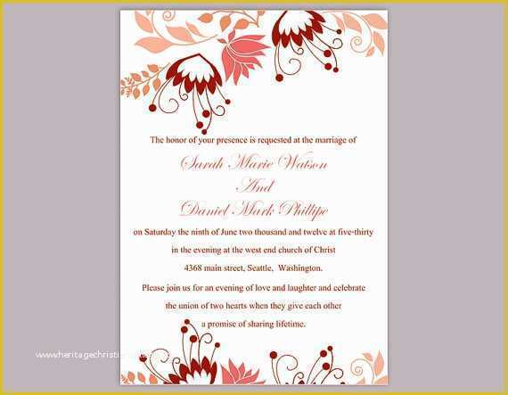 Free Editable Wedding Invitation Templates Of Diy Wedding Invitation Template Editable Word File Instant