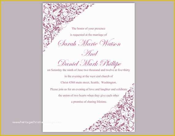 Free Editable Wedding Invitation Templates Of Diy Wedding Invitation Template Editable Word File