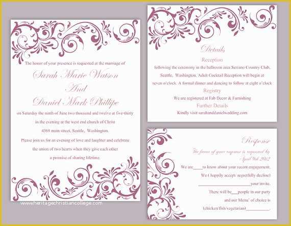 Free Editable Wedding Invitation Templates Of Diy Wedding Invitation Template Set Editable Word File