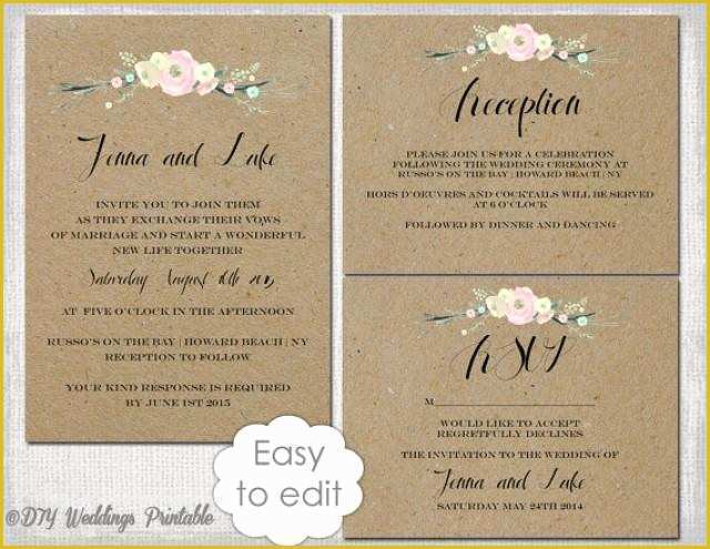 Free Editable Wedding Invitation Templates Of Rustic Wedding Invitation Templates Diy &quot;rustic Flowers