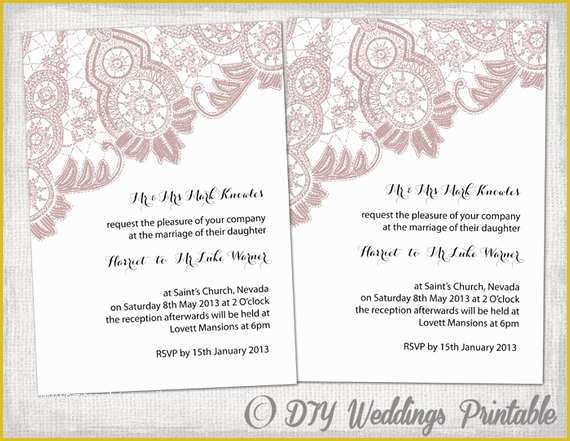 Free Editable Wedding Invitation Templates Of Wedding Invitation Template Antique Lace Diy