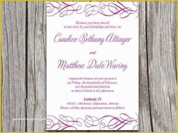 Free Editable Wedding Invitation Templates Of Whimsical Swirl Wedding Invite Microsoft Word Template