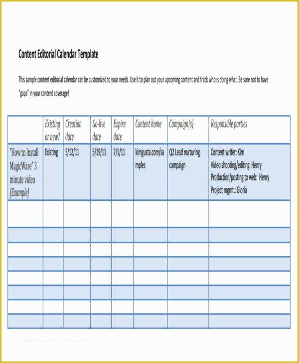 Free Editorial Calendar Template Of 6 Editorial Calendar Templates – Examples In Pdf