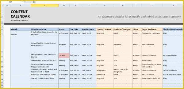 Free Editorial Calendar Template Of Editorial Calendar Excel