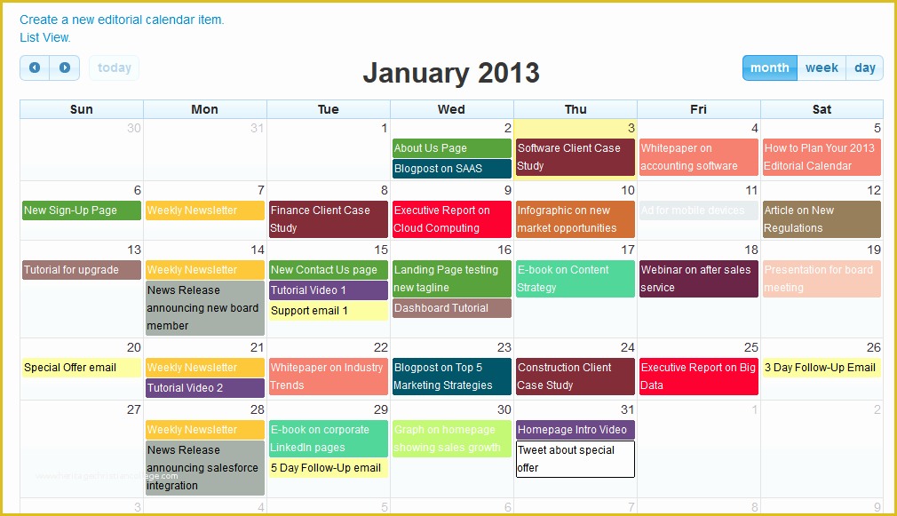 Free Editorial Calendar Template Of Editorial Calendar for Content Marketing software by