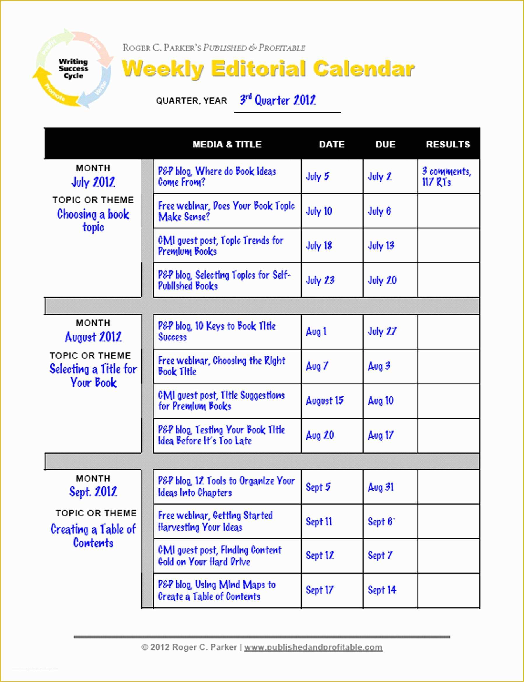 Free Editorial Calendar Template Of Editorial Calendar Template