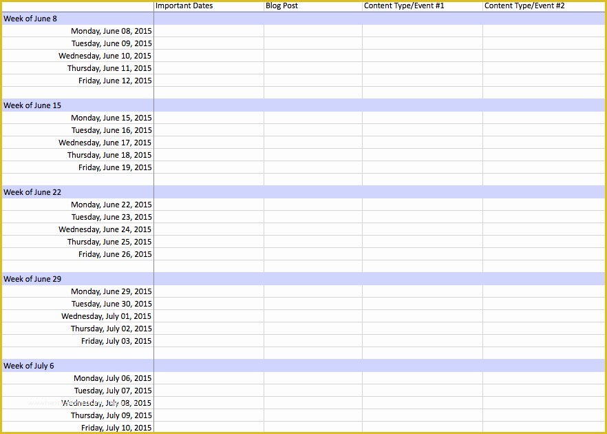 Free Editorial Calendar Template Of Editorial Content Calendar