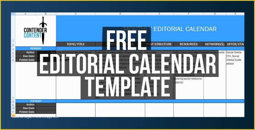 Free Editorial Calendar Template Of Free Editorial Calendar Template to organise Your Content