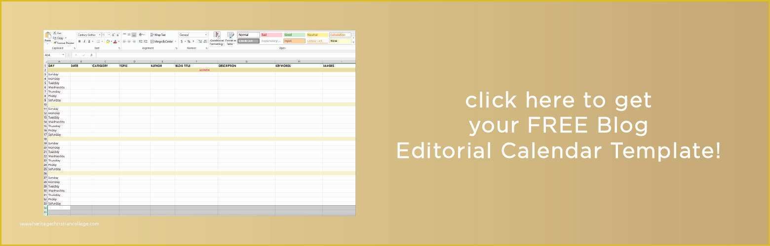 Free Editorial Calendar Template Of Megan Martin Creative