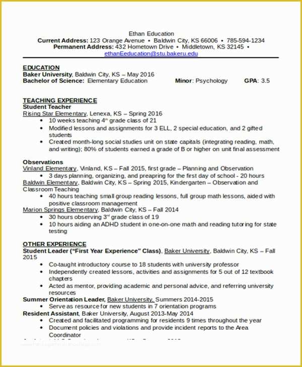 Free Education Resume Templates Of 15 Education Resume Manilatodayfo