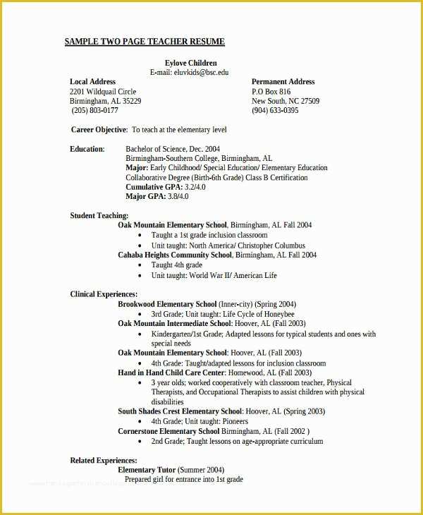 Free Education Resume Templates Of 22 Education Resume Templates Pdf Doc