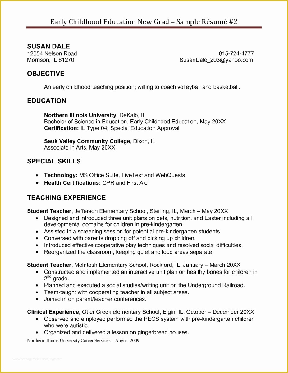 sample resume with education listed