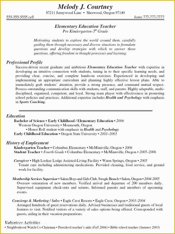 Free Education Resume Templates Of Sample Teacher Resumes