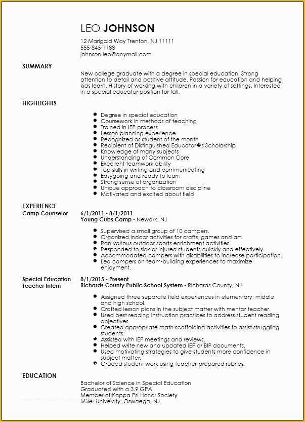 Free Education Resume Templates Of Special Education Teacher Resume Samples Best Resume