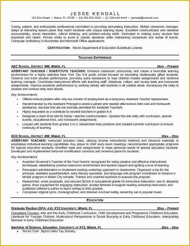 Free Education Resume Templates Of Teacher Resume