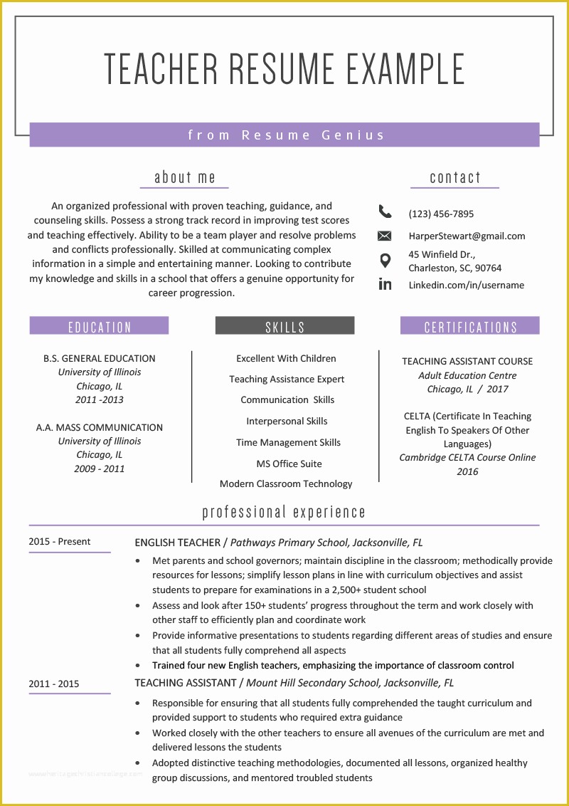 Free Education Resume Templates Of Teacher Resume Samples &amp; Writing Guide