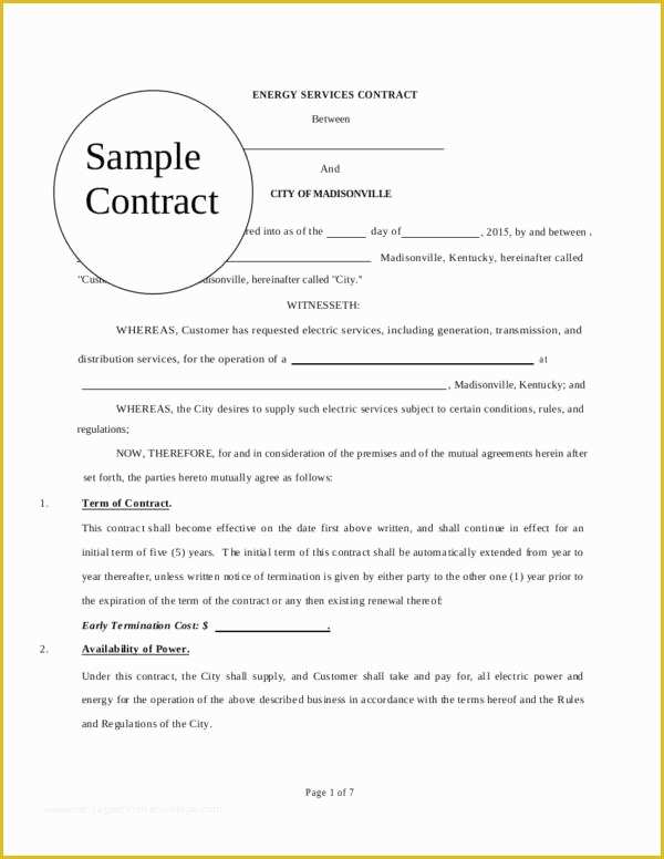 Free Electrical Service Contract Template Of 13 Service Contract Samples and Templates – Pdf