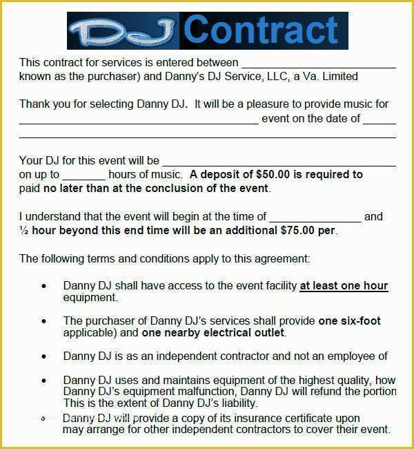 Free Electrical Service Contract Template Of 16 Sample Best Dj Contract Templates to Download